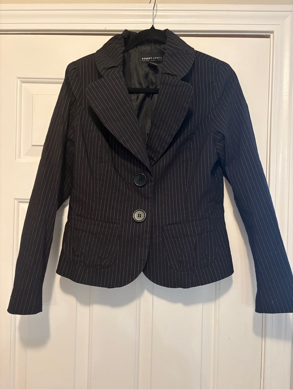 Robert Louis Black Pinstripe Tailored Women's Blazer